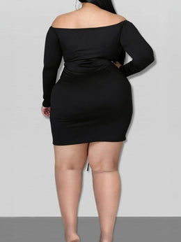 jkthpu-45 Plus Size, Women's Plus Size Sexy One-Shoulder Bodycon mini skirt - Formal party & night out dress, Machine Washable Elegant Evening gown for Women Curvy Figures, Winter Fashion Wear, Textured Fabric Gown