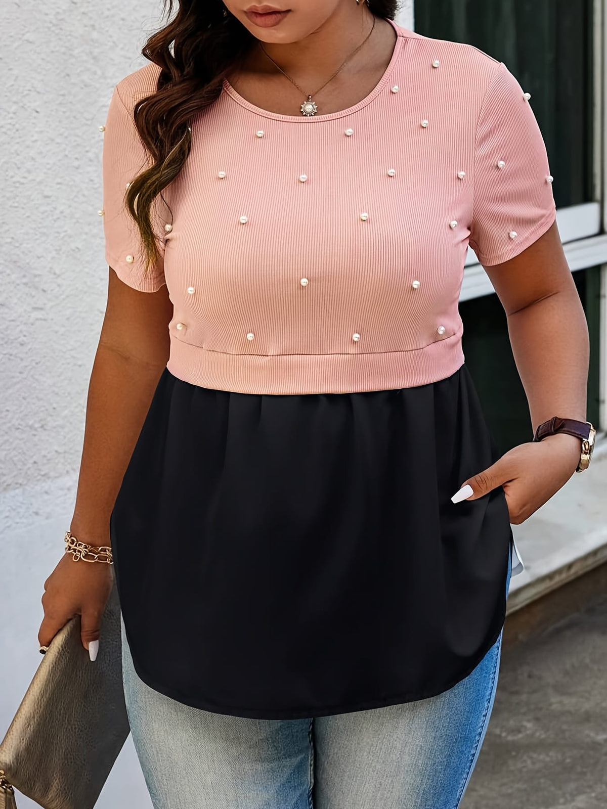 jkthpu-45 Plus Size, Women's Plus Size Top, Elegant Two-Piece