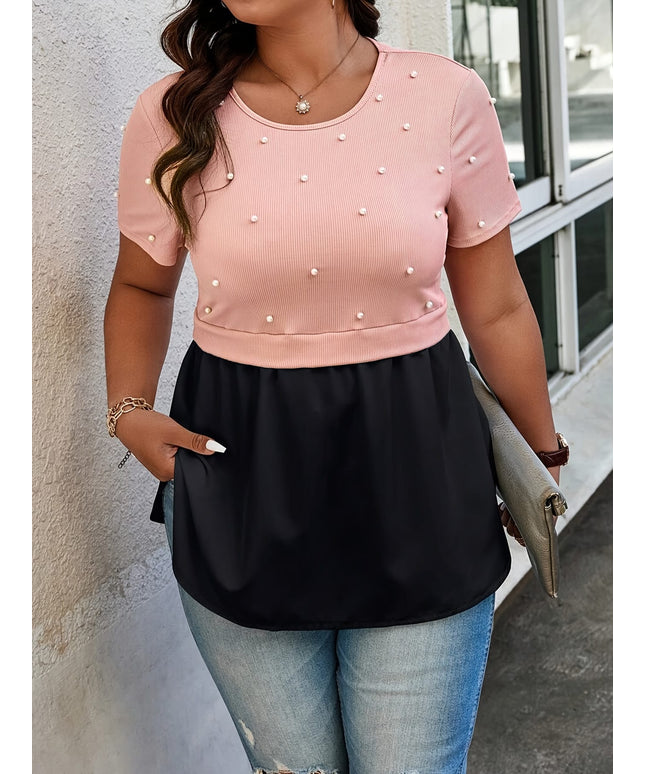 jkthpu-45 Plus Size, Women's Plus Size Top, Elegant Two-Piece