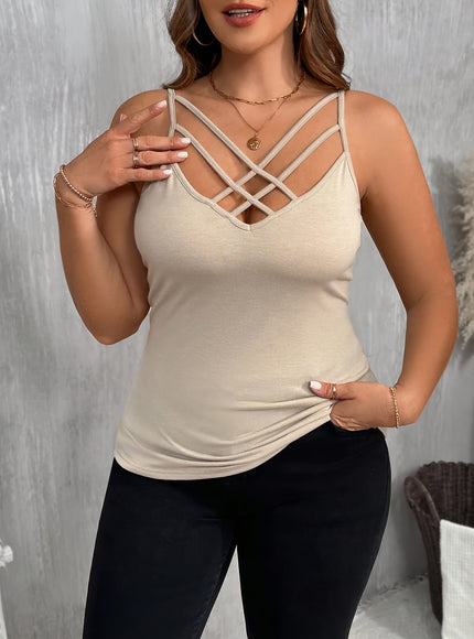 KissICON Plus Size, Women's Plus Size Tops - Beige/Black/,