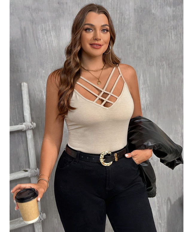 KissICON Plus Size, Women's Plus Size Tops - Beige/Black/,