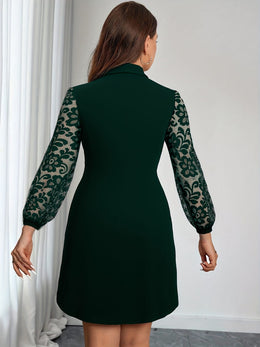 jkthpu-45 Plus Size, Women's Plus Size V-Neck Blazer Dress - Elegant Office to Party Attire, Structured Formal Coat Dress for Professional Evening Events, Fall/Winter Women's Clothing in Black