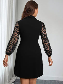 jkthpu-45 Plus Size, Women's Plus Size V-Neck Blazer Dress - Elegant Office to Party Attire, Structured Formal Coat Dress for Professional Evening Events, Fall/Winter Women's Clothing in Black