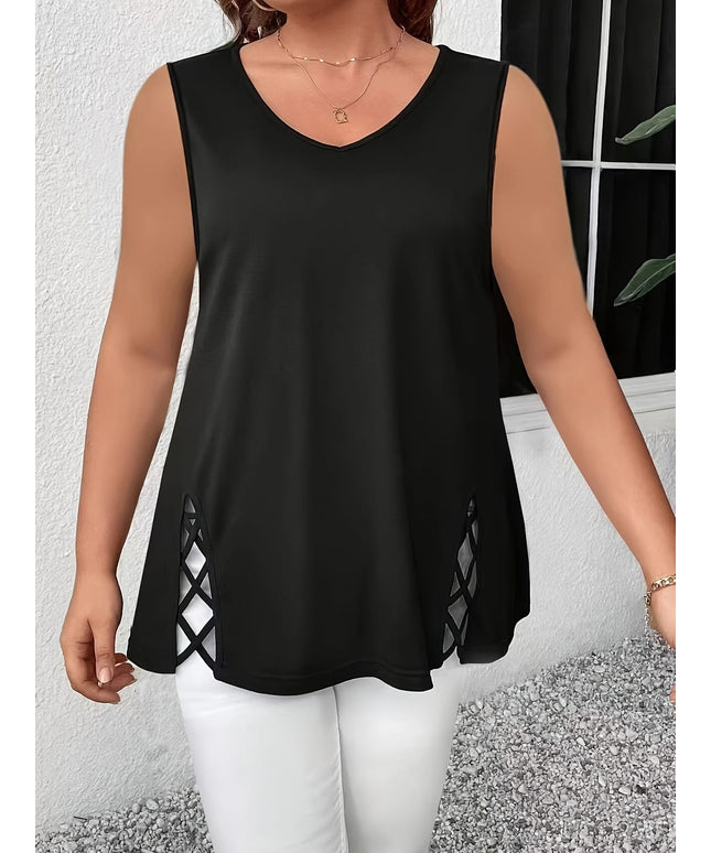 jkthpu-45 Plus Size - Women'S Plus Size V-Neck Sleeveless