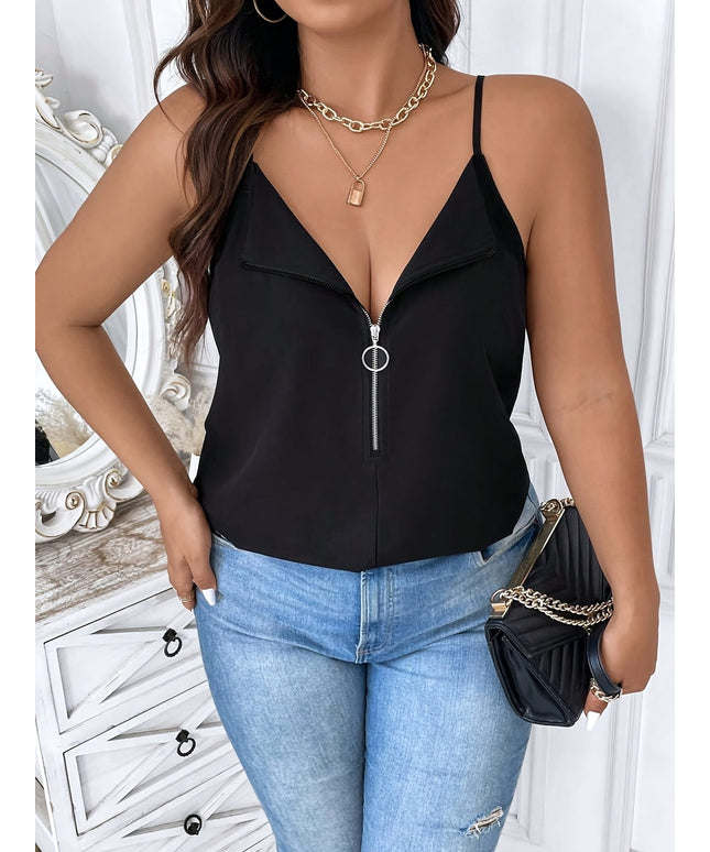 KissICON Plus Size - Women'S Plus Size V-Neck Zip-Up