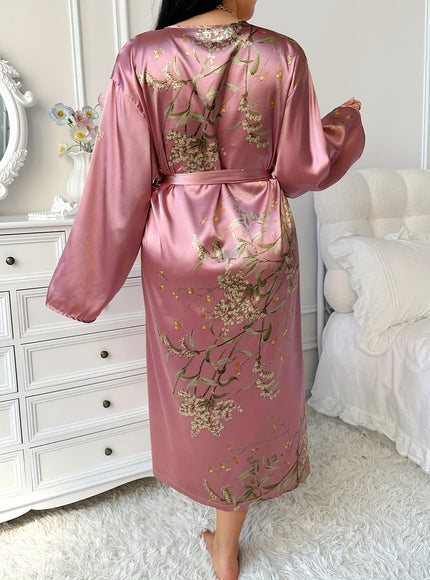 KissICON Plus Size Women's Sexy V-Neck Robe with Adjustable