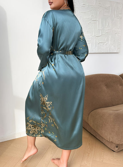 KissICON Plus Size Women's Sexy V-Neck Robe with Adjustable