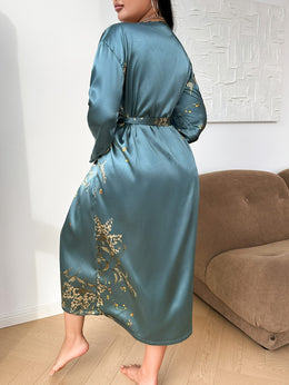 KissICON Plus Size Women's Sexy V-Neck Robe with Adjustable