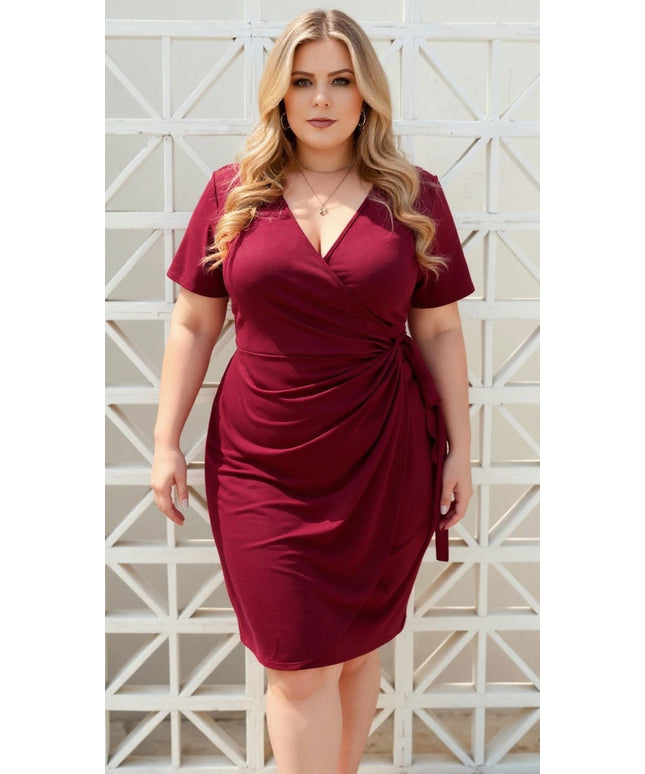 KISSICON Plus Size Women's Short-Sleeve Summer Midi Dress – Casual & Elegant