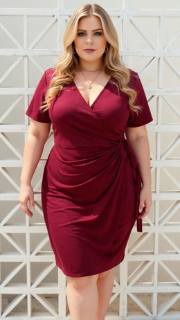 KISSICON Plus Size Women's Short-Sleeve Summer Midi Dress – Casual & Elegant