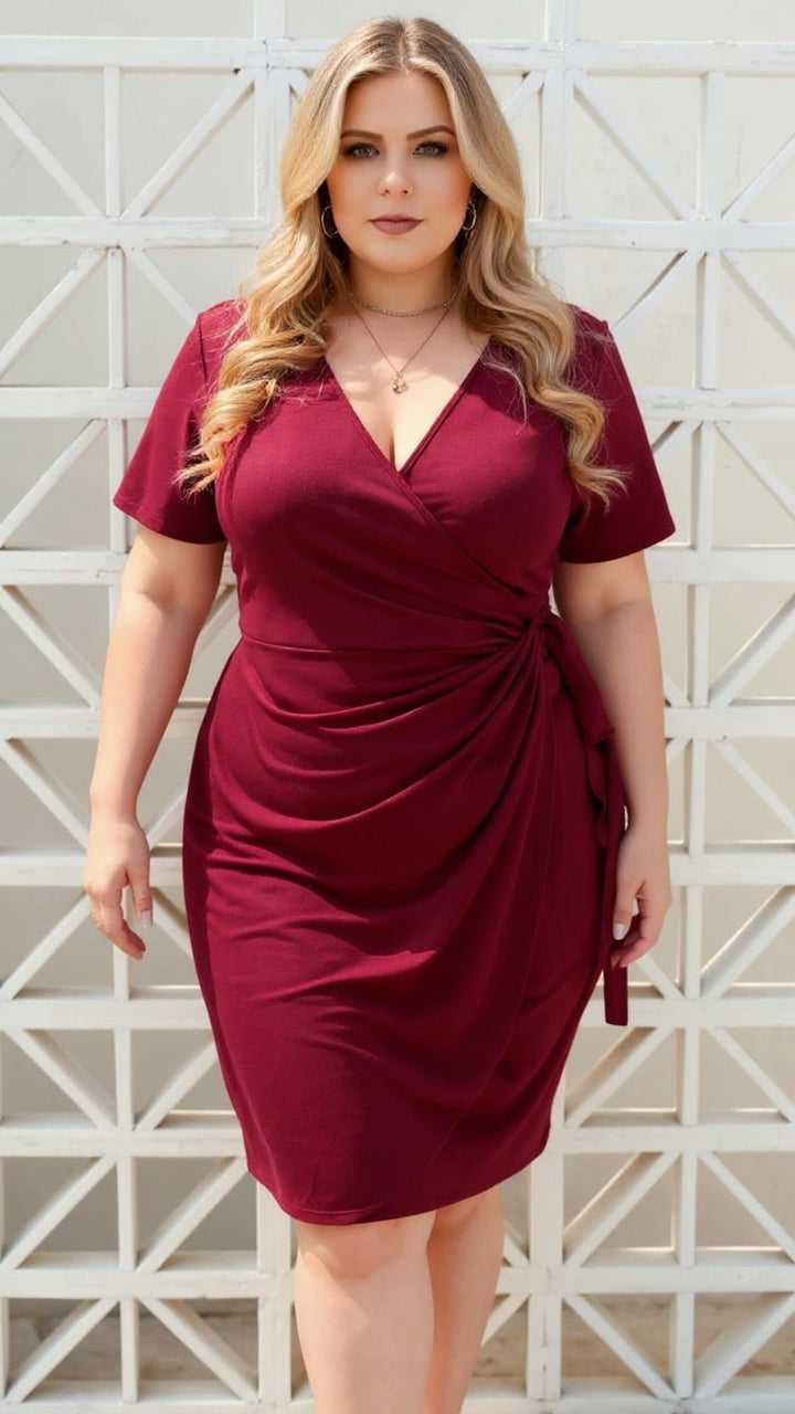Plus Size Women's Short-Sleeve Summer Midi Dress – Casual & Elegant