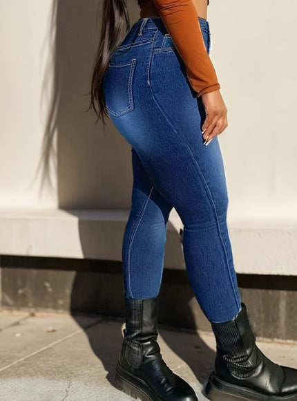 jkthpu-45 Plus Size Women's Stretch Skinny Jeans in Washed