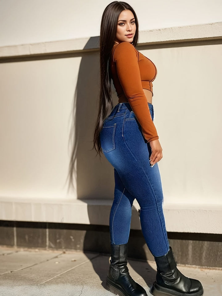 Plus Size Women's Stretch Skinny Jeans in Washed