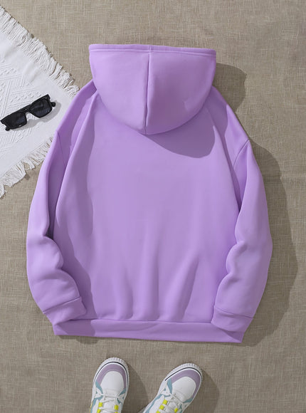 jkthpu-45 Plus Size, Women's Sunflower Print Hooded Sweatshirt -