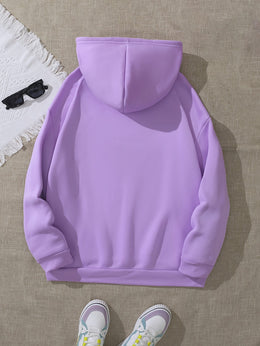 jkthpu-45 Plus Size, Women's Sunflower Print Hooded Sweatshirt -