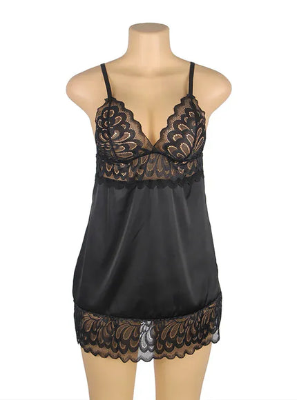 KissICON Plus size women sexy lingerie nightgowns and sleepshirts babydoll chemise with G-String from M-5XL