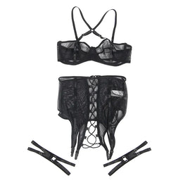KissICON Plus Size Women Underwear Set Sexsy Push Up Erotic Intimate Fantasy Bra And Panty Sets Bondage Luxury Lingerie Sets