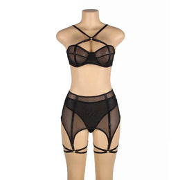 KissICON Plus Size Women Underwear Set Sexsy Push Up Erotic Intimate Fantasy Bra And Panty Sets Bondage Luxury Lingerie Sets