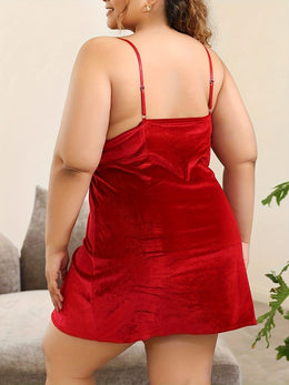 jkthpu-45 Plus Size Womens Lace V Neck Velvet Nightdress Lingerie Babydoll Nightwear Ladies Chemise Sleepwear Sleeveless Slip Mini Dress