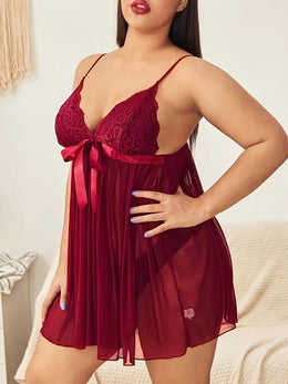 jkthpu-45 Plus Size Womens Sexy Lingerie Nightdress + G-String Thong Set Babydoll Nightwear Underwear 2pcs Mesh Sheer Strappy Chemise Sleepwear Robe Underwear Panties Outfit Set