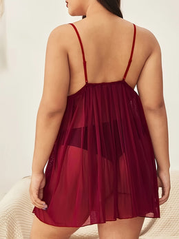 jkthpu-45 Plus Size Womens Sexy Lingerie Nightdress + G-String Thong Set Babydoll Nightwear Underwear 2pcs Mesh Sheer Strappy Chemise Sleepwear Robe Underwear Panties Outfit Set