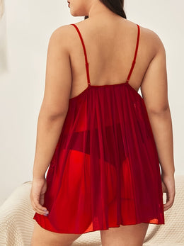 jkthpu-45 Plus Size Womens Sexy Lingerie Nightdress + G-String Thong Set Babydoll Nightwear Underwear 2pcs Mesh Sheer Strappy Chemise Sleepwear Robe Underwear Panties Outfit Set