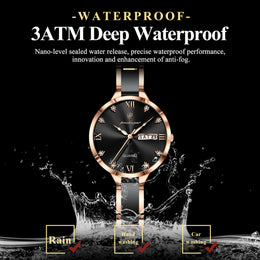 KissICON POEDAGAR Fashion Elegant Women Watches Week Date High Quality Waterproof Ladies Quartz Watch Stainless Steel Watch For Woman+Box