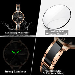 KissICON POEDAGAR Fashion Elegant Women Watches Week Date High Quality Waterproof Ladies Quartz Watch Stainless Steel Watch For Woman+Box
