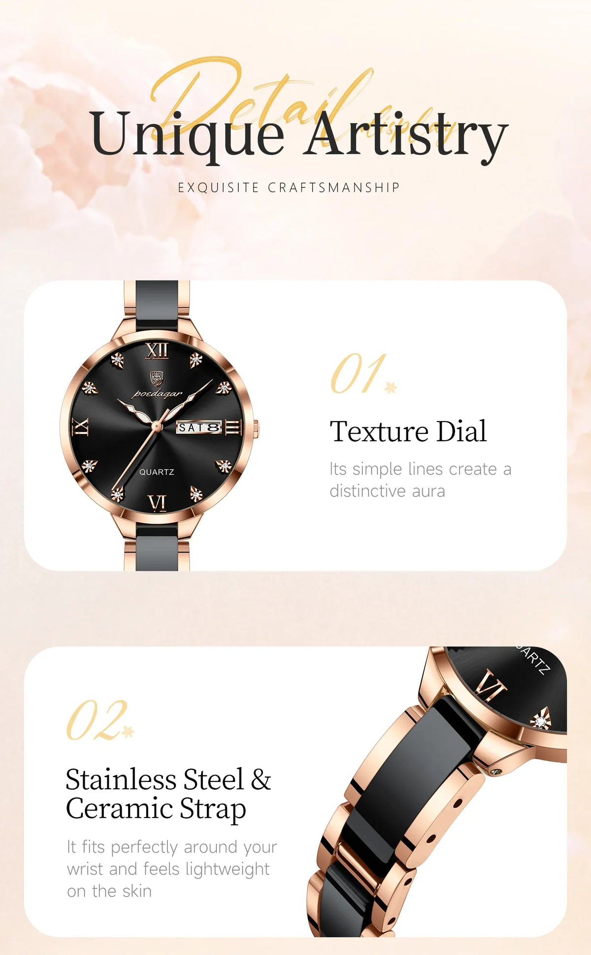 KissICON POEDAGAR Fashion Elegant Women Watches Week Date High Quality Waterproof Ladies Quartz Watch Stainless Steel Watch For Woman+Box