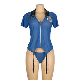 KissICON Policewoman Costume Lingerie Set Sleepwear for Women Sexy Cosplay Bunny Lingerie Officer Uniform Outfit Luscious Miss Costumes