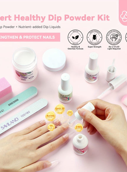 KissICON Poly Methyl Methacryl 💋 SAVILAND Powdered Nail Kit - All-In-One Nail