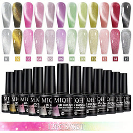 KissICON Polychrome Cat Eye Nail Polish Set 12pc Multicolor Shimmer