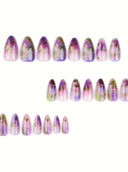 KissICON Polychrome KissIcon Summer Almond Nails Purple Press On-Durable Finish