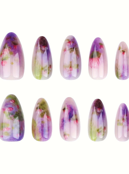 KissICON Polychrome KissIcon Summer Almond Nails Purple Press On-Durable Finish