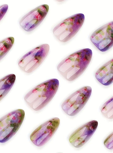 KissICON Polychrome KissIcon Summer Almond Nails Purple Press On-Durable Finish