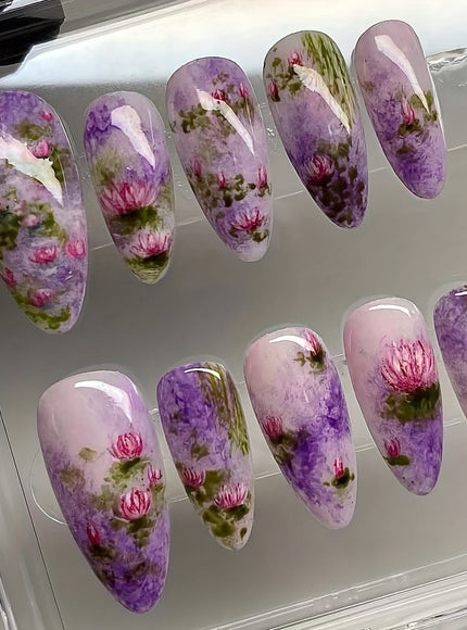 KissICON Polychrome KissIcon Summer Almond Nails Purple Press On-Durable Finish