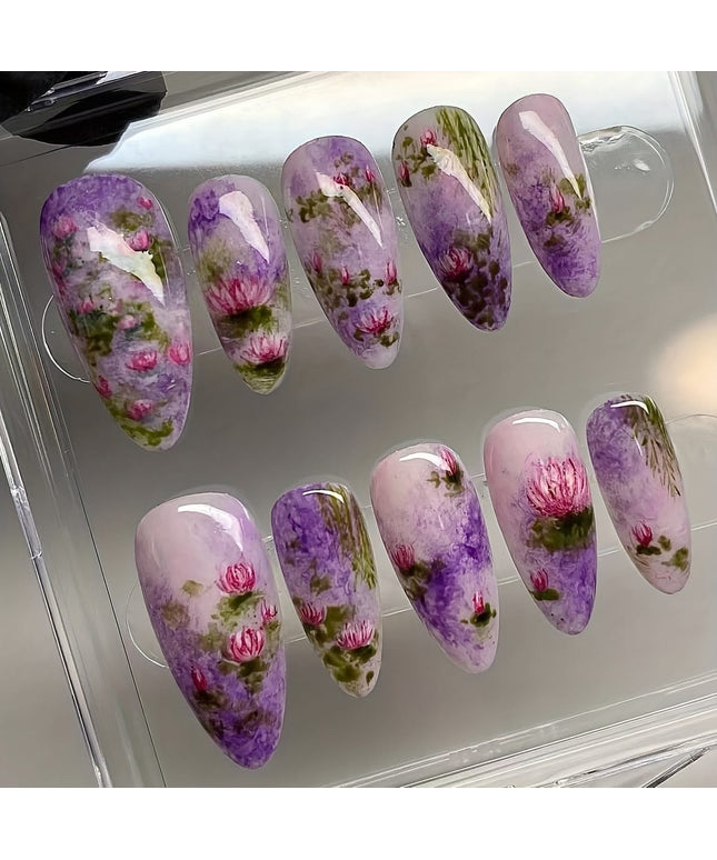 KissICON Polychrome KissIcon Summer Almond Nails Purple Press On-Durable Finish