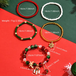 KissICON Polychrome Vintage Christmas Beaded Bracelet – 5 Unique Layered