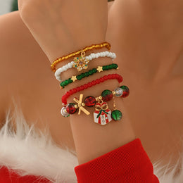 KissICON Polychrome Vintage Christmas Beaded Bracelet – 5 Unique Layered