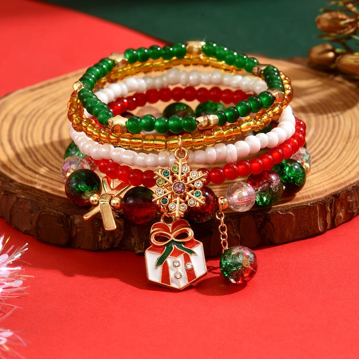 Vintage Christmas Beaded Bracelet – 5 Unique Layered
