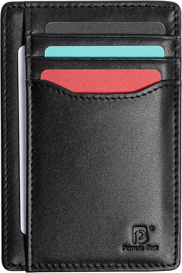 Pomelo Best Mens Wallet, Slim Genuine Leather Purse with RFID Blocking, Ultra-Thin Credit Card Holder for 7 Cards and Cash