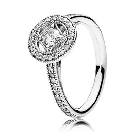 KissICON Potdemiel 925 Sterling Silver Knotted Heart Symbol Of Love Crystal Ring For Women Wedding Party pandora Jewelry