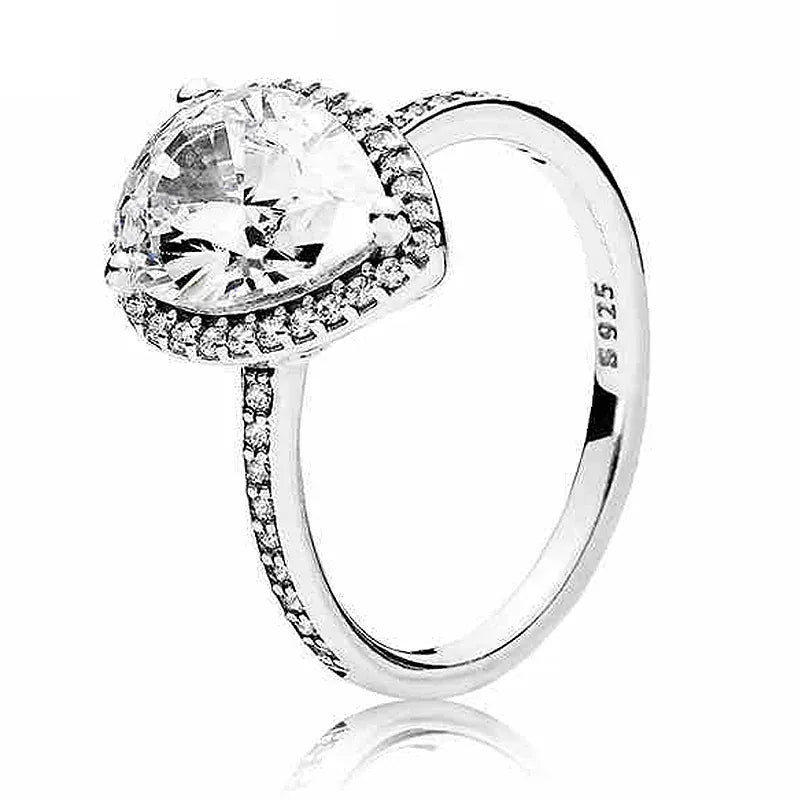 KissICON Potdemiel 925 Sterling Silver Knotted Heart Symbol Of Love Crystal Ring For Women Wedding Party pandora Jewelry