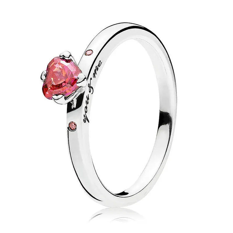 KissICON Potdemiel 925 Sterling Silver Knotted Heart Symbol Of Love Crystal Ring For Women Wedding Party pandora Jewelry