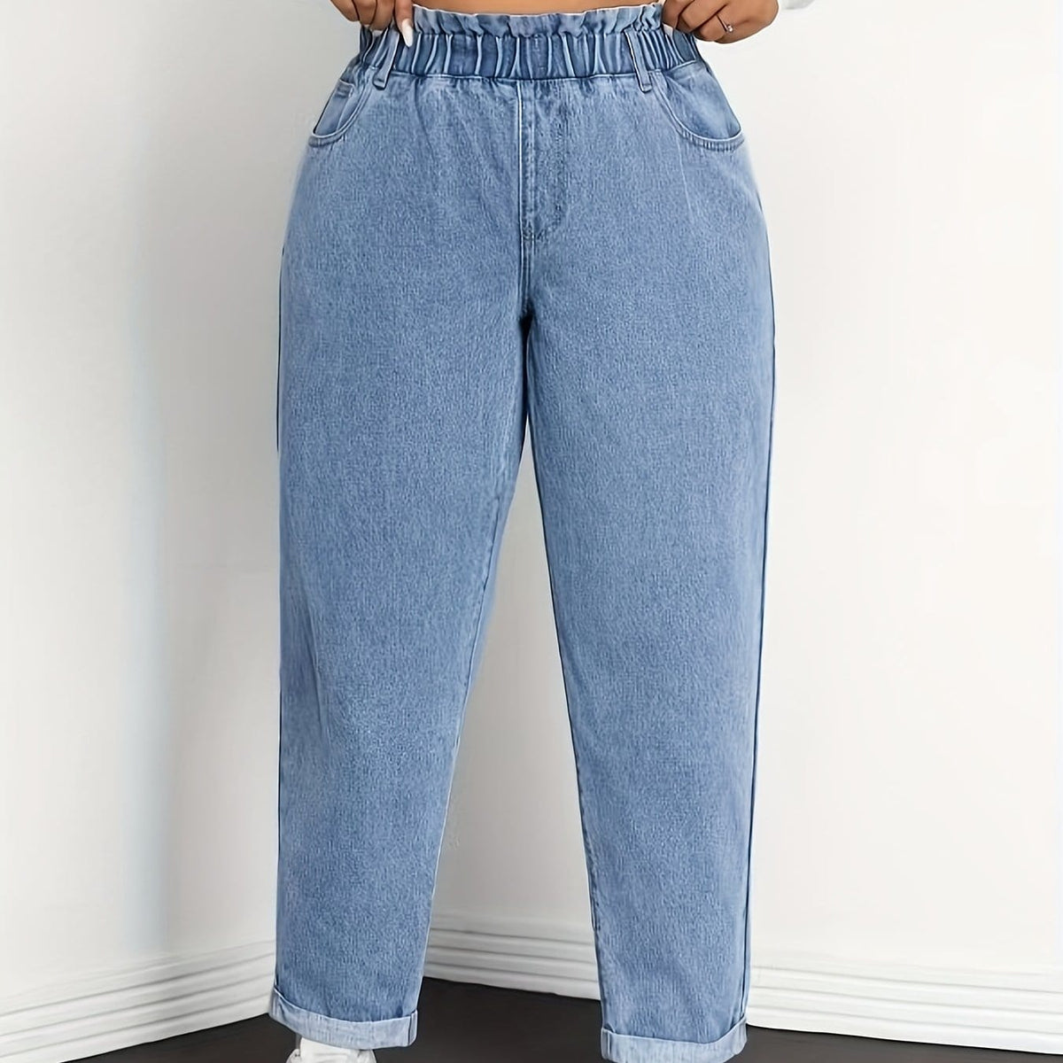 jkthpu-45 Powder blue / UK 18 Ripped Plus Size Jeans AllSeason Casual Fashion