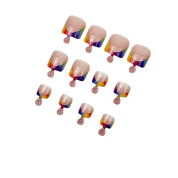 KissICON Press On Nails Simple Summer Rainbow French Wearing
