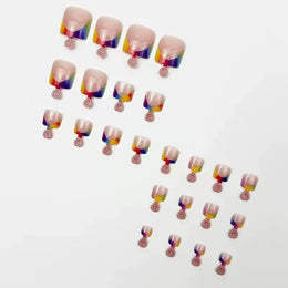 KissICON Press On Nails Simple Summer Rainbow French Wearing