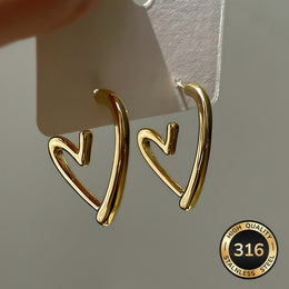 HeartShaped AntiAllergic Stainless Steel Earrings for Her