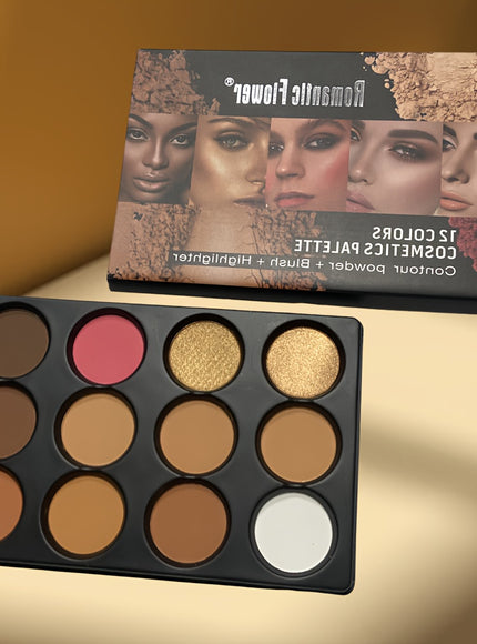 12 Earth Tone Makeup Eyeshadow Blush Highlighter for Rosy Cheeks