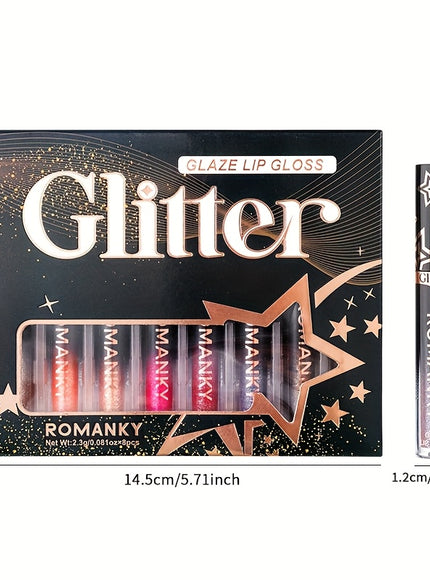 Stackable Glitter Lip Gloss Set Longlasting Shine for Lips